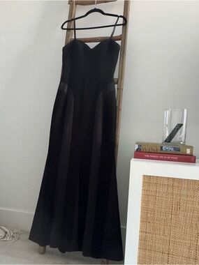 Aiden Black Maxi Spaghetti-Strap Evening Gown